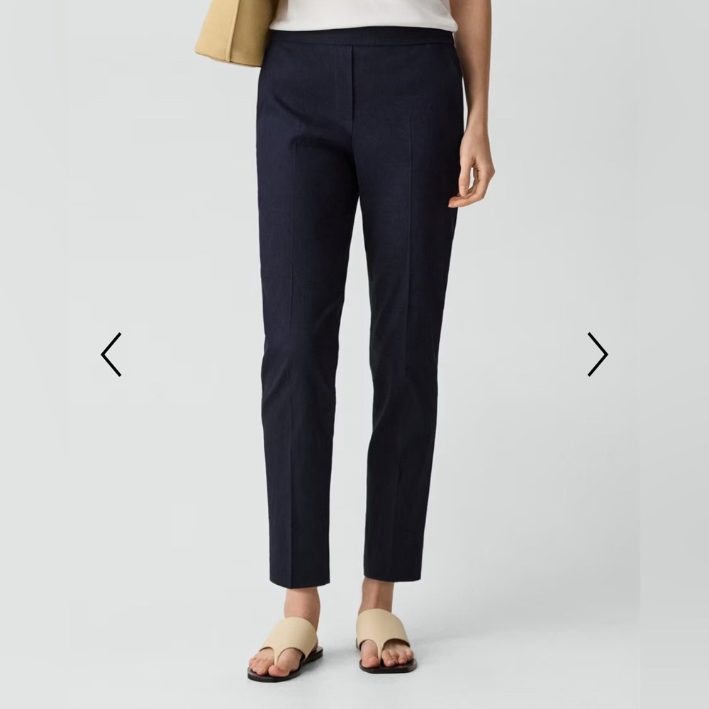 Theory Treeca Linen Navy Pants